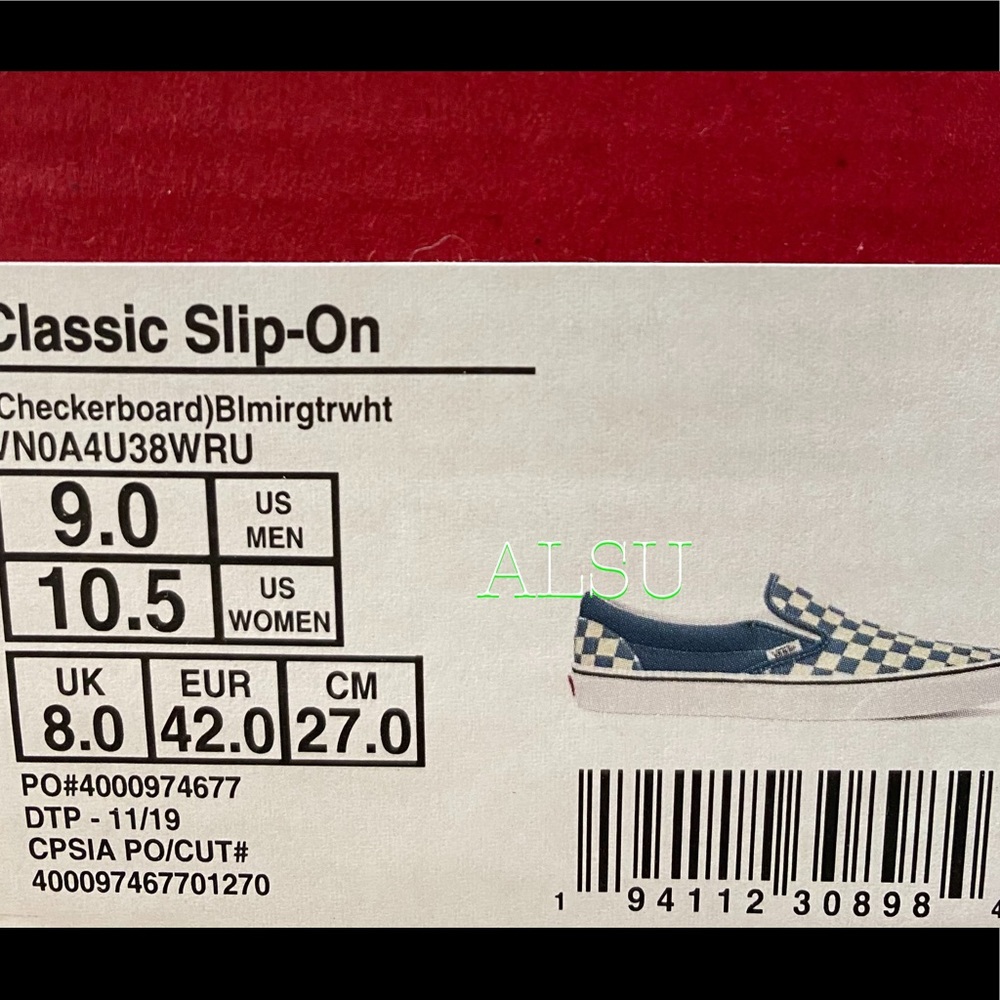 VANS Classic Slip On Checkerboard Blue Men’s - Picture 8 of 8